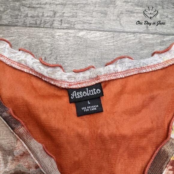 Assoluto Long Sleeve V Neck Top Size L - Picture 2 of 3